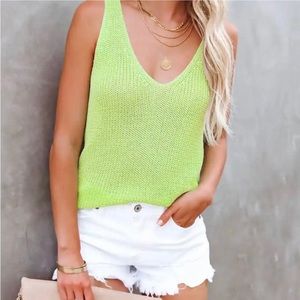 VICI Lime green crochet sleeveless sweater